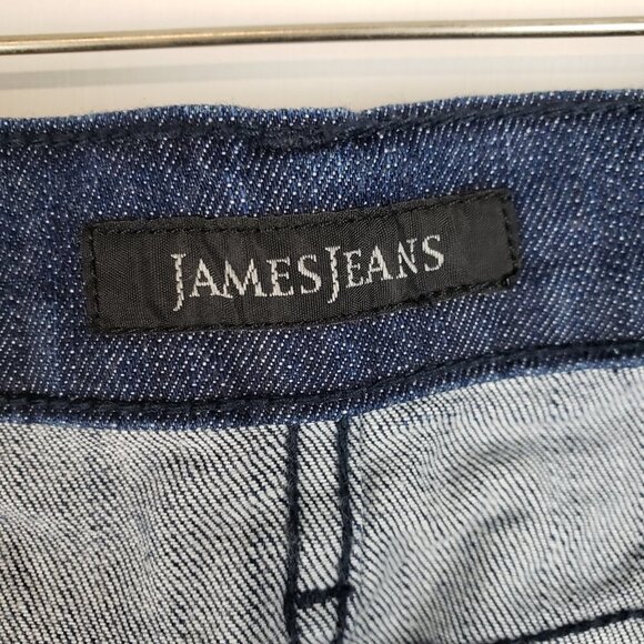 James Jeans Humphrey Wide Flare Leg Mid Rise Dry Aged Denim Dark Blue Size 31 - Picture 8 of 11